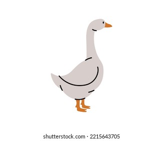 Goose hand drawn silhouette. Goose symbol. Farm bird isolated on white background.