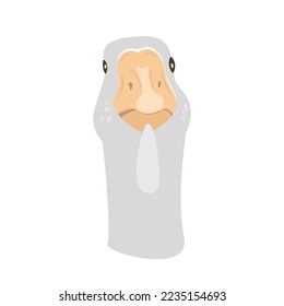 Goose head cartoon vector illustration isolated on white. Flat style goose face, profile view.