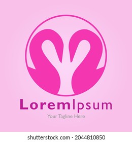 goose heart logo illustration sign symbol on pink background vector EPS. 10