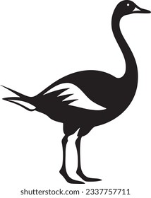 Goose honking, Basic simple Minimalist vector graphic, isolated on white background, black and white