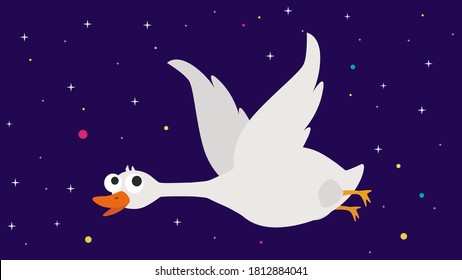 Goose Icon. Flat Illustration Of Goose Vector Icon For Web Design. The Biggest Water Bird That Can Fly. Goose With Wings Flying Flat Vector Image.