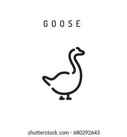 goose icon in flat outline style, isolated vector illustration on white background