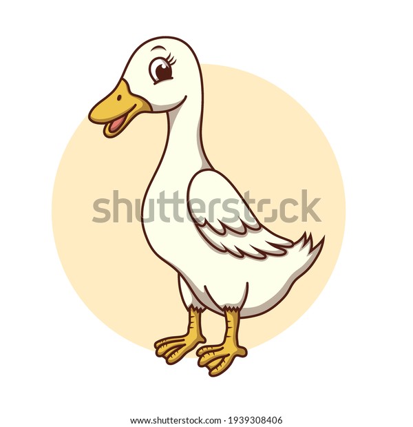 Vektor Stok Goose Icon Kids Drawing Cartoon Duck Tanpa Royalti 1939308406