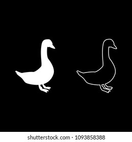 Goose icon set white color outline