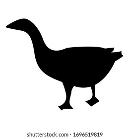 Goose icon silhouette isolated on white background, vector stock illustration