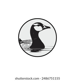 Gänse-Icon-Vektorillustration-Design-Vorlage auf weißem Hintergrund in Schwarz-Weiß