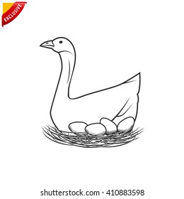 goose icon, vector  goose silhouette , isolated goose sign