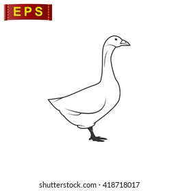 goose icon, vector  goose silhouette , isolated goose sign