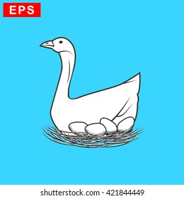 goose icon, vector  goose silhouette , isolated goose sign