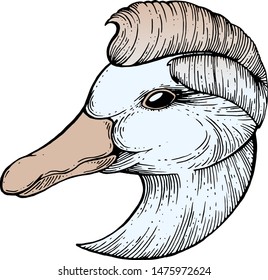 Goose. Ink drawing. Vector illustration.