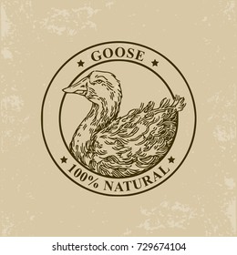 Goose label. Vector illustration.