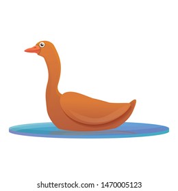 Goose in lake icon. Cartoon of goose in lake vector icon for web design isolated on white background