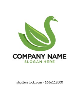 Goose Leaf Logo Design Template Inspiration, Vector Illustration, Swan Logo