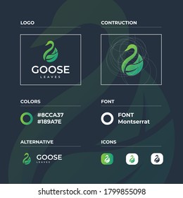 Goose Leaf Logo Template. nature swan logo