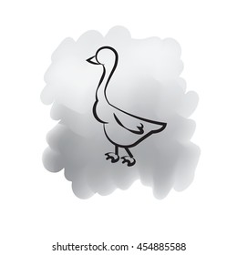 Goose line drawing on background