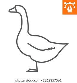 Goose line icon, outline style icon for web site or mobile app, animals and bird, goose vector icon, simple vector illustration, vector graphics with editable strokes.