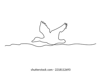 goose line on white background. Line art. Vector illustration. stock image.