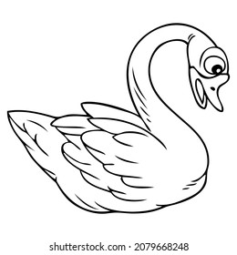 goose line vector illustration,isolated on white background,top view
