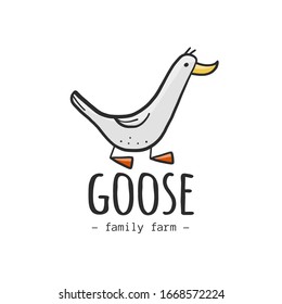 Goose logo design isolated on white. Illustration for business, website, shirt. Vector sketch