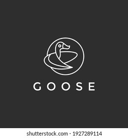 Goose Logo Design Template Inspiration, Vector Illustration, Swan Logo on black background