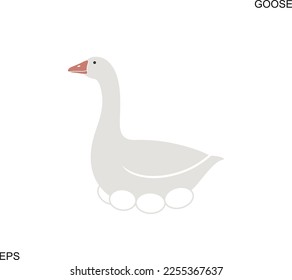Goose logo. Isolated goose on white background. Bird