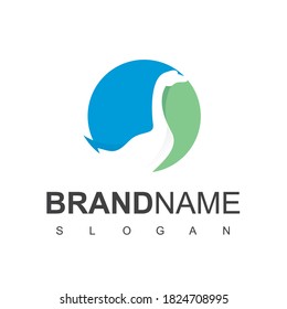 Goose Logo Silhouette On Circle Blue And Green Background