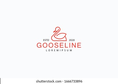 Goose logo. goose swim logo logo design. Vector line art icon template