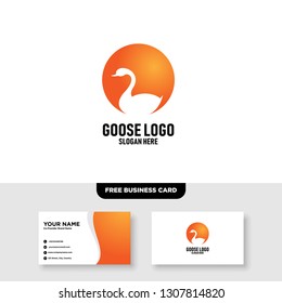 Goose Logo Vector Template, Free Business Card Mockup