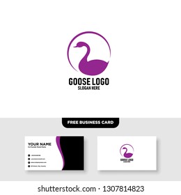 Goose Logo Vector Template, Free Business Card Mockup