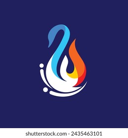 Goose logo with water and fire concept