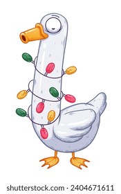 goose with long neck and garland
