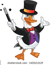 Goose Magician Entertainer Cartoon Mascot