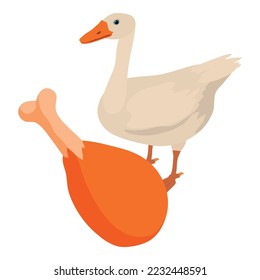 Goose meat icon isometric vector. Roasted meat leg on background of goose icon. Food theme