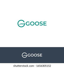 Goose with nature and letter G - simple flat modern logo design template