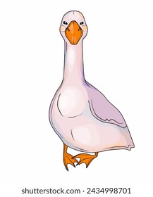 Goose on a white background. Vector clipart for holiday cards and accessories.
