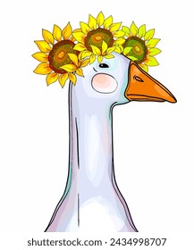 Ganso sobre un fondo blanco. Vector clipart para tarjetas de vacaciones y accesorios.