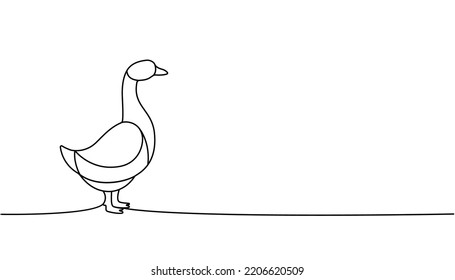 Goose one line continuous drawing. Goose symbol. Farm bird continuous one line illustration. Vector minimalist linear illustration.