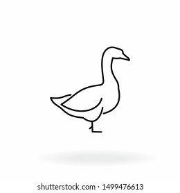 Goose outline icon. Poultry vector illustration. Farm bird symbol isolated on white background.