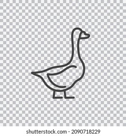 Goose outline icon. Vector isolated on transparent background.