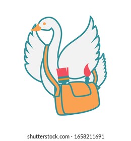 goose with paint back vector design graphic