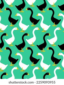 Goose pattern seamless. farm bird background. Baby fabric texture