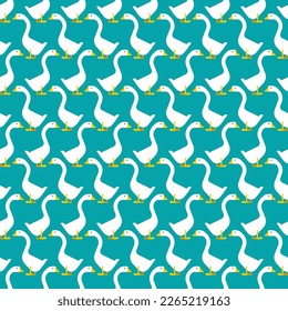 Goose pattern seamless. farm bird background. Baby fabric texture