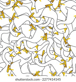 Goose pattern seamless. farm bird background. Baby fabric texture
