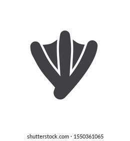 Goose paw print vector icon. filled flat sign for mobile concept and web design. Waterbird goose footprint glyph icon. Symbol, logo illustration. Vector graphics