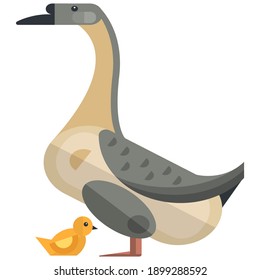 Goose poultry bird icon, flat vector illustration isolated on white background. Farm bird. Domestic fowls.