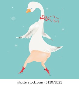 Goose in red boots