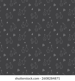 Goose Seamless Pattern. Cute Cartoon geese, Vector Illustration Background.