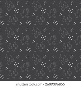 Goose Seamless Pattern. Cute Cartoon geese, Vector Illustration Background.