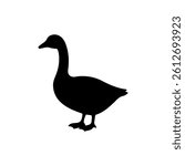 Goose silhouette icon vector flat design on white background.