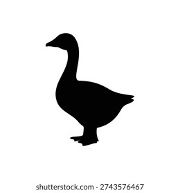 Goose silhouette icon vector flat design.